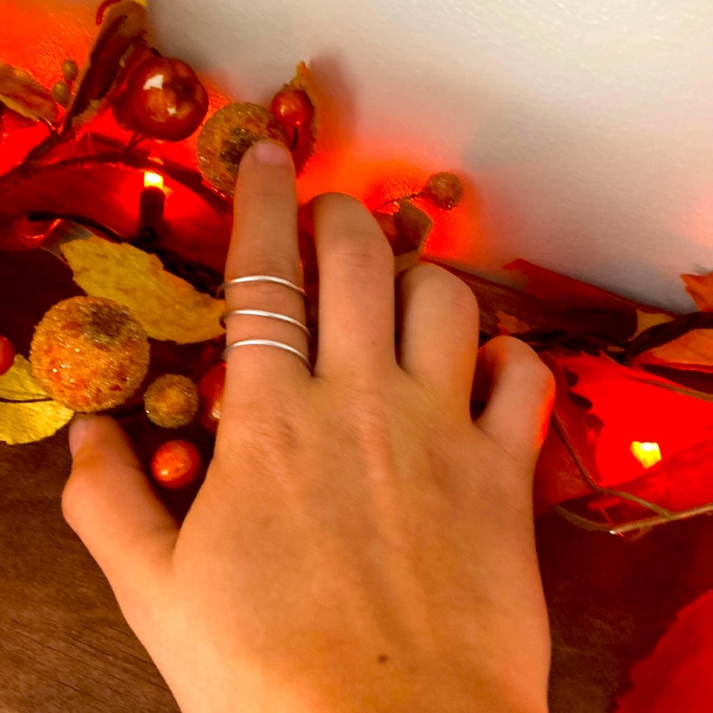 Silver ring multiple sizes. Ask what size you want and we will make it.